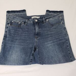 Rebecca Minkoff Straight Leg Cropped Denim Jeans Women's 16W Blue Cotton Blend